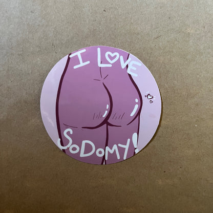 Frotting and Sodomy Round Vinyl Stickers